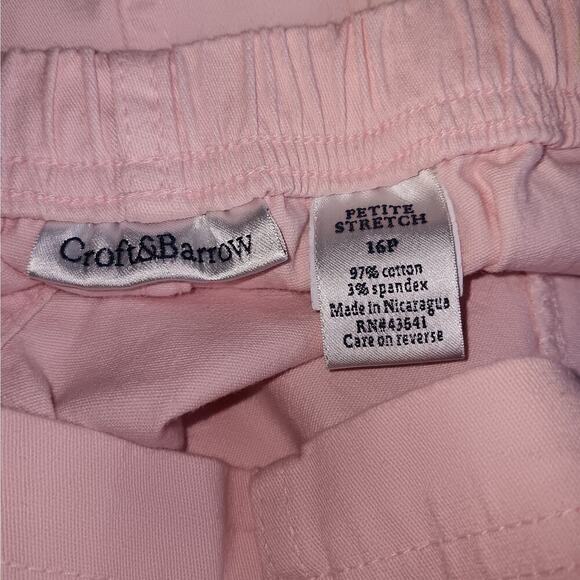 EUC Croft & Barrow Pink Flat Front Back Elastic Size 16P - Picture 5 of 5
